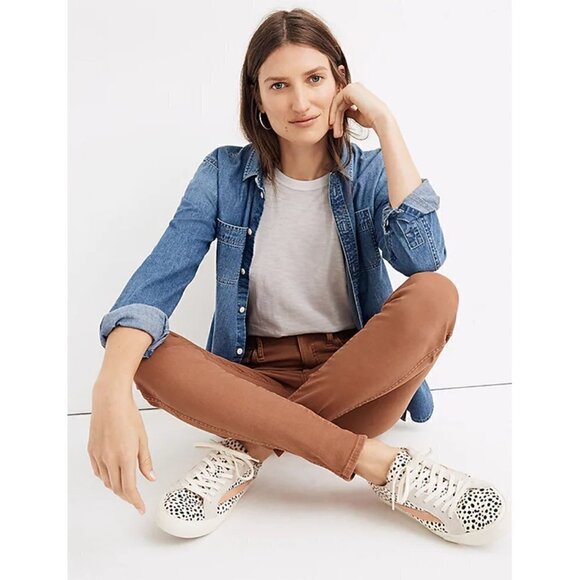 Madewell 10" High-Rise Skinny Jeans Garment-Dyed TENCEL Denim Edition Clay 32 - Picture 2 of 12